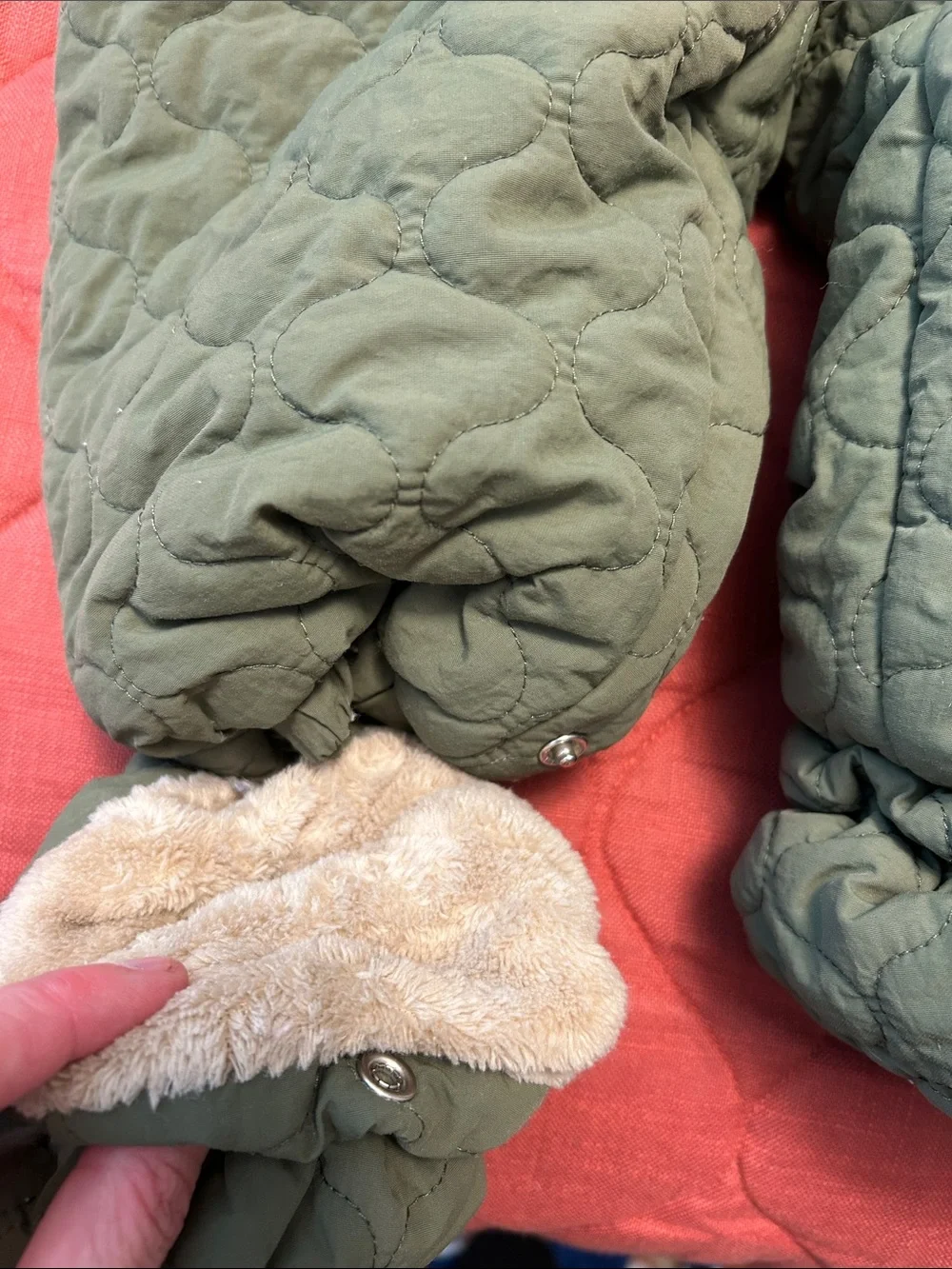 First Impressions Quilted Sage Green Hooded Baby Snowsuit